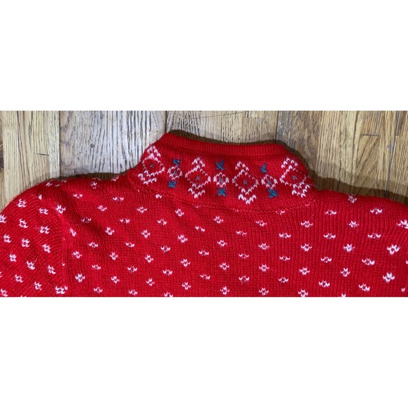 Coldwater Creek Red CottageCore Ski Festive Fair Isle Zip Up Sweater - Picture 6 of 9